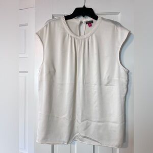 Vince Camuto Ivory Cap-Sleeve Satin Blouse